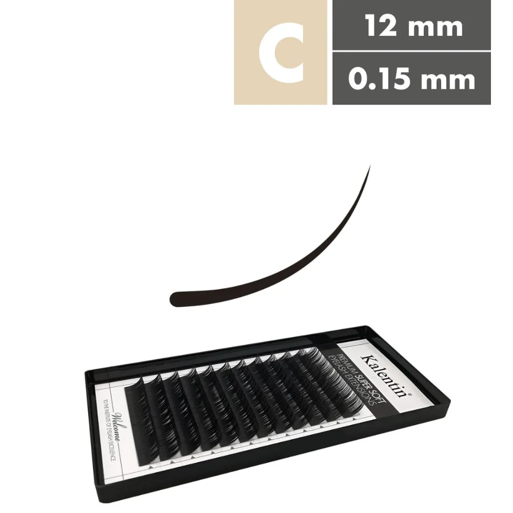 Kalentin Extensiones De Pestañas Clásicas Curva C 0,15 12mm Kalentin Extensiones De Pestañas Clásicas Curva C 0,15 12mm
